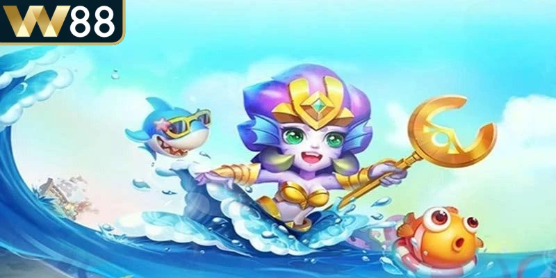 Bắn cá tiểu tiên cá được xây dựng dựa trên bối cảnh đại dương rộng lớn 