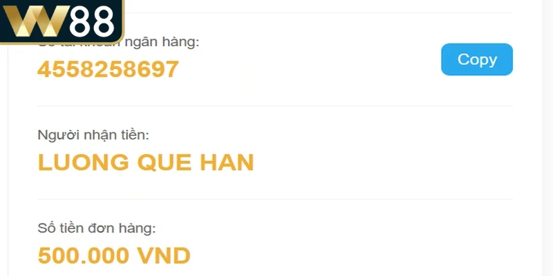 Quy trình nạp tiền W88 ngân hàng nhanh chóng